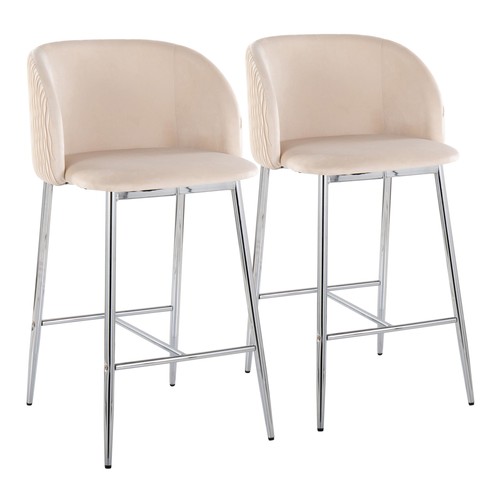 Fran Pleated Waves 26" Fixed-height Counter Stool - Set Of 2